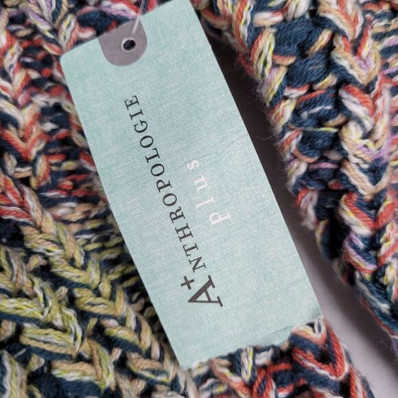 NEW 3X ANTHROPOLOGIE rainbow weave vneck cotton blend oversized sweater NWT - Picture 6 of 16